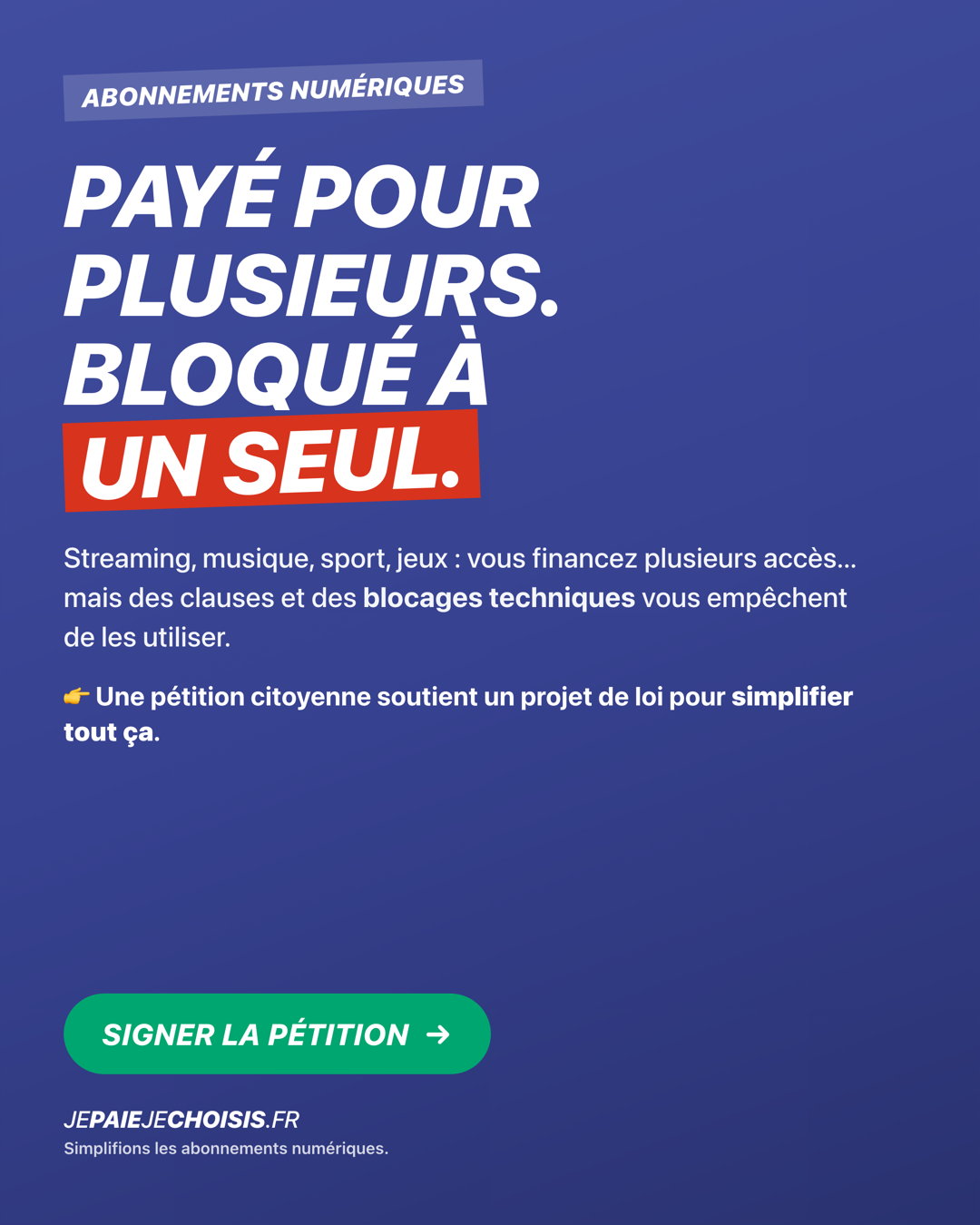 Affiche : Simplifions les abonnements numériques