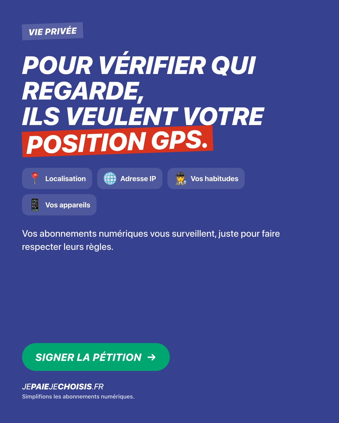 Affiche : Votre vie privée n'est pas à vendre